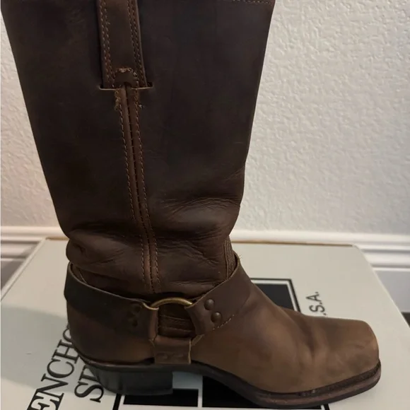 Tan Frye Harness Leather Boots - Picture 6 of 14